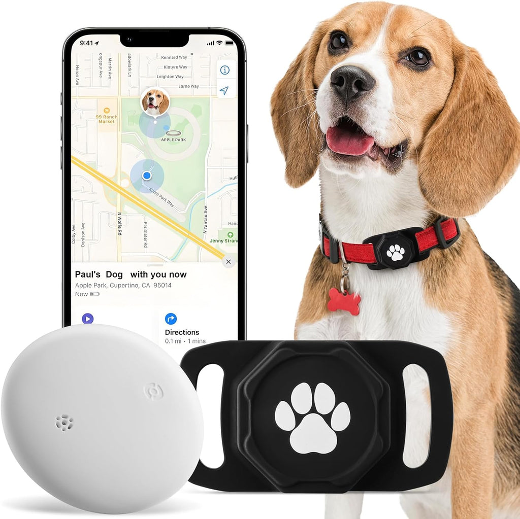 Älykäs lemmikkien seurantalaite pantaan - Koirien seurantalaite, lemmikkien paikannuslaite pidikkeellä, ei kuukausimaksua, yhteensopiva Apple Airtag Find My -sovelluksen kanssa